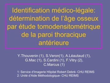 Identification mÃ©dico-lÃ©gale: dÃ©termination de l'Ã¢ge osseux par ...