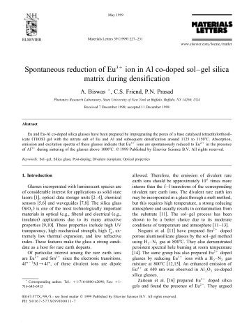 Spontaneous reduction of Eu3q ion in Al co ... - Davidson Physics