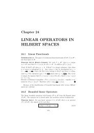 LINEAR OPERATORS IN HILBERT SPACES - the Milan Theory Group