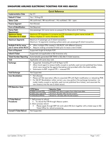 singapore airlines electronic ticketing for hkg abacus