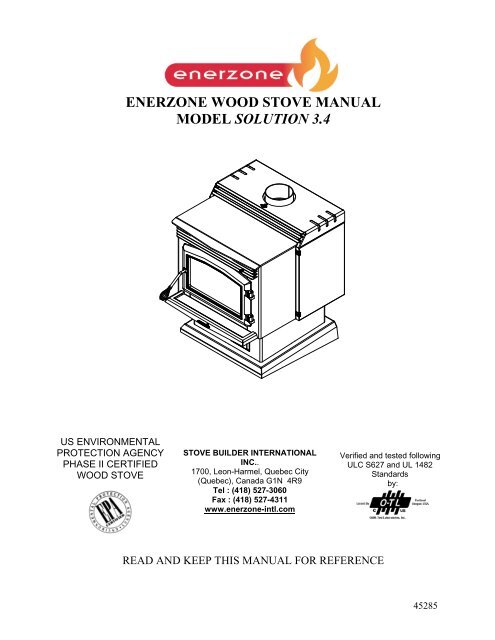 enerzone wood stove manual model solution 3.4 - Inglenook Energy ...