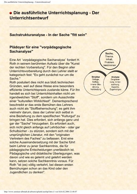 Die Ausfuhrliche Unterrichtsplanung Unterrichtsentwurf Brunkau De