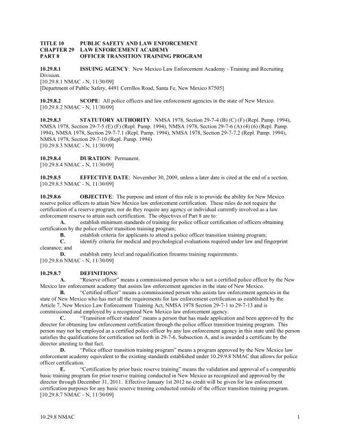 10.29.8 nmac 1 title 10 public safety and law enforcement chapter ...