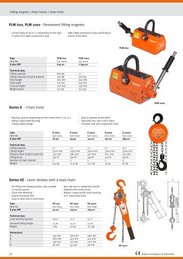 Series K - Chain hoist PLM 600, PLM 1000 - Permanent lifting ... - DMK