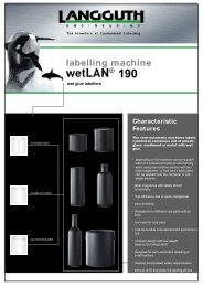 labelling machine Characteristic Features - Langguth