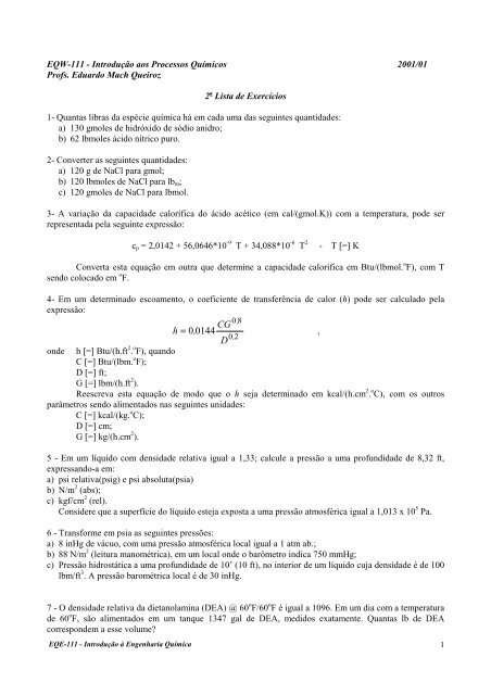 h CG D = 0 0144 , - Escola de QuÃ­mica / UFRJ