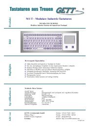 M I T - Modulare Industrie-Tastaturen - GETT Gerätetechnik GmbH