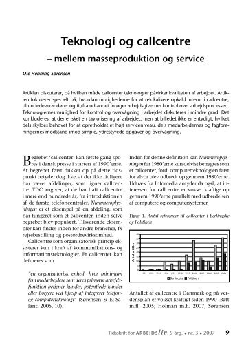 Teknologi og callcentre. Mellem ... - Nyt om Arbejdsliv