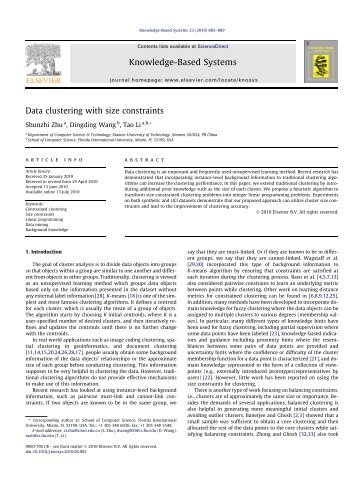 Data clustering with size constraints - Florida International University