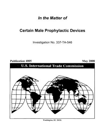 In the Matter of Certain Male Prophylactic Devices - USITC