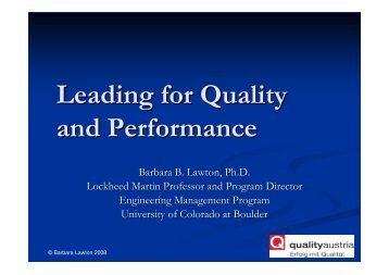 Leading for Quality and Performance - EOQ