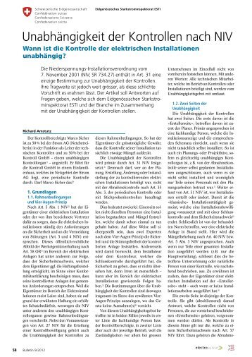 Unabhängigkeit der Kontrollen nach NIV (PDF ... - ESTI - admin.ch