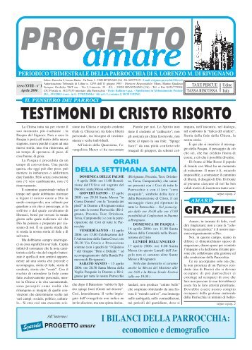 PROGETTO AMARE - Aprile 2006 - Webdiocesi