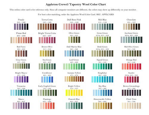 Wool Color Chart