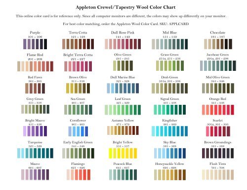 Appletons Crewel Wool Colour Chart