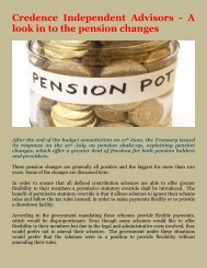 Credence Independent Advisors - A look in to the pension changes