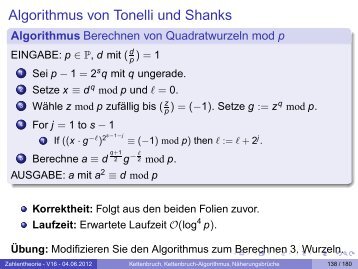 Algorithmus von Tonelli und Shanks - CITS