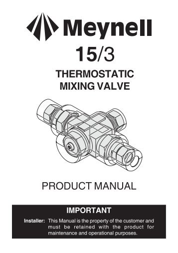 PRODUCT MANUAL THERMOSTATIC MIXING VALVE - Rada