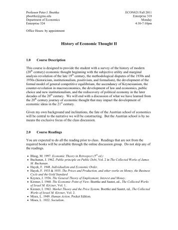 History of Economic Thought II