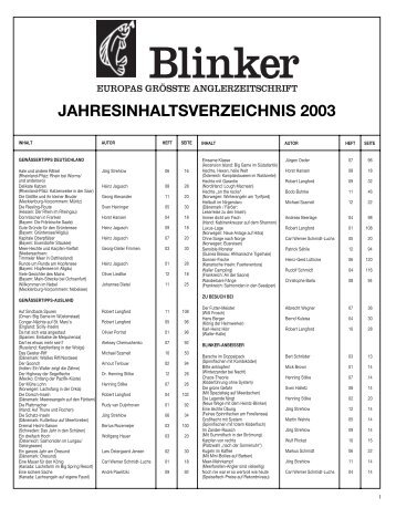 JAHRESINHALTSVERZEICHNIS 2003 - Blinker