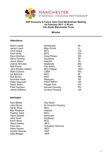 Minutes - Manchester Strategic Housing Partnership
