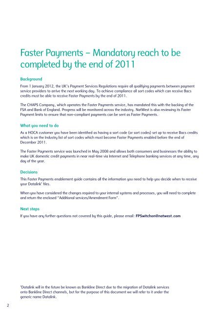 Faster Payments enablement guide - NatWest