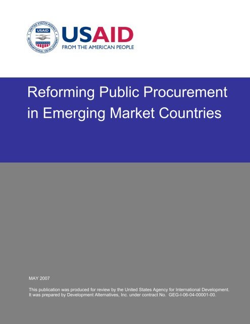 Reforming Public Procurement in Emerging Market ... - KDID Portal