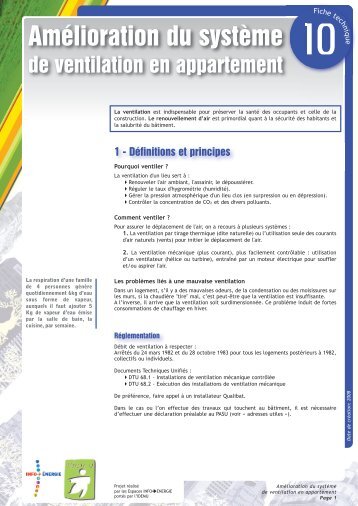 10. Amélioration du système de ventilation en appartement - IDEMU