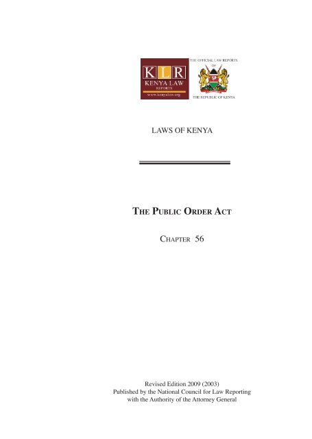 Public Order Act (Cap 56) - Kenya Law Reports