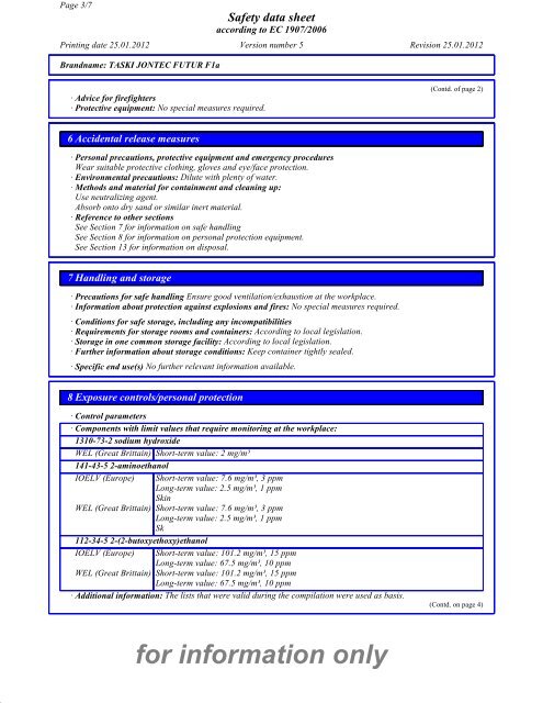 MSDS7449 NL-05-TASKI JONTEC FUTUR F1a ... - Den Helder Stores