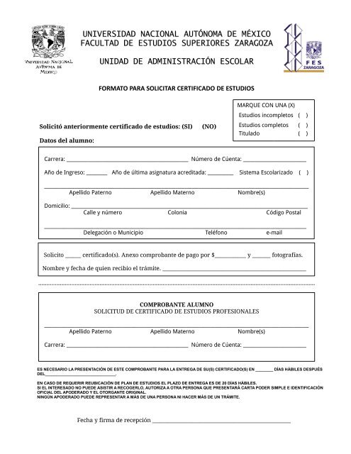 Solicitud de Certificados de Estudios - Escolares Zaragoza ...