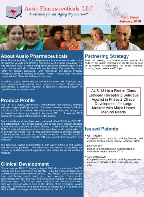 About Ausio Pharmaceuticals Product Profile Clinical Development ...