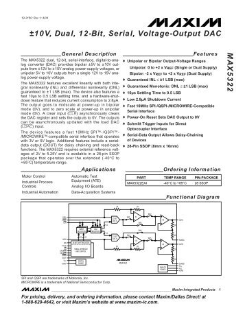 MAX5322 Â±10V, Dual, 12-Bit, Serial, Voltage-Output DAC