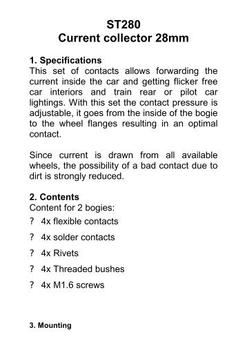 ST280 Current collector 28mm 1. Specifications