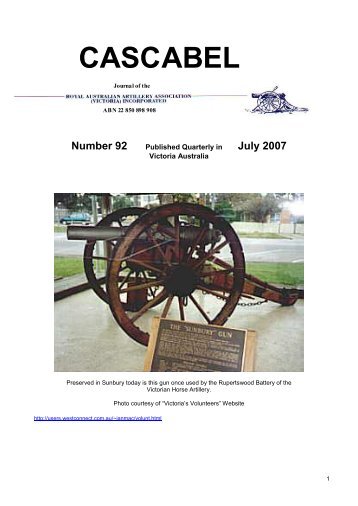CASCABEL - The Royal Australian Artillery Association (Victoria)