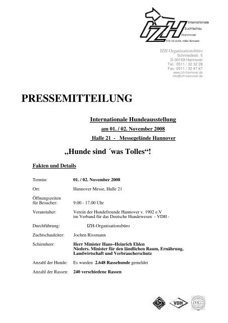 PRESSEMITTEILUNG - IZH Hannover