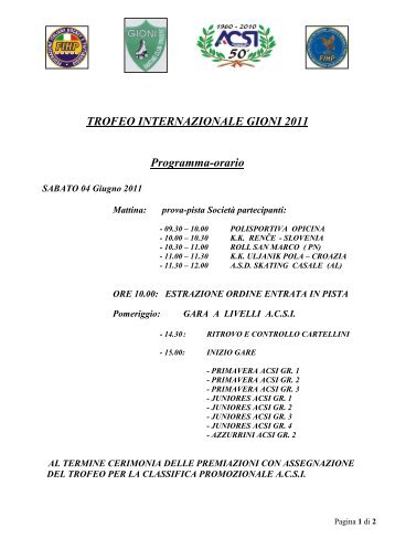 PRIMAVERA ACSI â GRUPPO 1 FEMMINILE - Kuk Nova Gorica