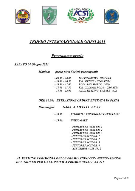 PRIMAVERA ACSI â GRUPPO 1 FEMMINILE - Kuk Nova Gorica