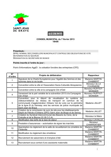 Ordre du jour CM du 07 fÃ©vrier 2013 (pdf - 353,03 ko) - Ville de Saint ...