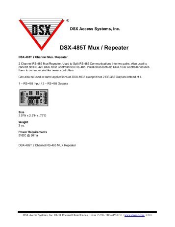 DSX-485T Mux / Repeater - DSX Access Systems, Inc.