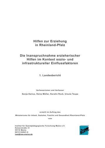 Hilfen zur Erziehung in Rheinland-Pfalz Die Inanspruchnahme