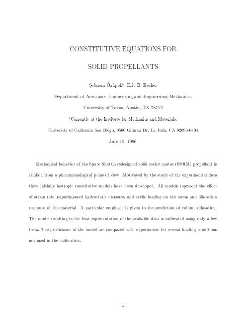 CONSTITUTIVE EQUATIONS FOR SOLID PROPELLANTS