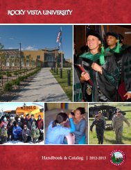 Handbook & Catalog | 2012-2013 - Rocky Vista University