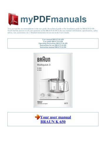 User manual BRAUN K 650 - 1