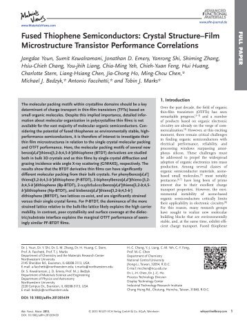 Fused Thiophene Semiconductors - Bedzyk Research Group