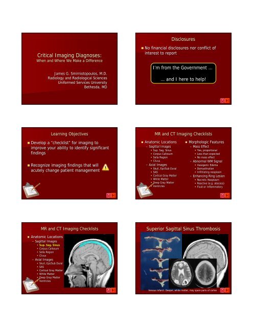 Critical Imaging Diagnoses: - Radiology