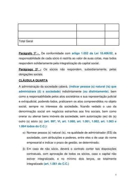 Contrato Social de ConstituiÃ§Ã£o de Sociedade Simples Limitada