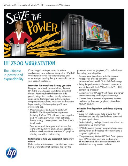 HP Z800 Data Sheet (PDF 950 Kb) - Cadspec