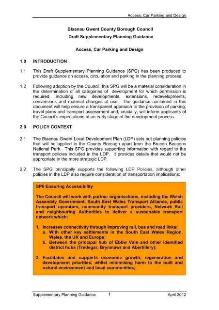 Access Car Parking & Design - Blaenau Gwent County Borough ...