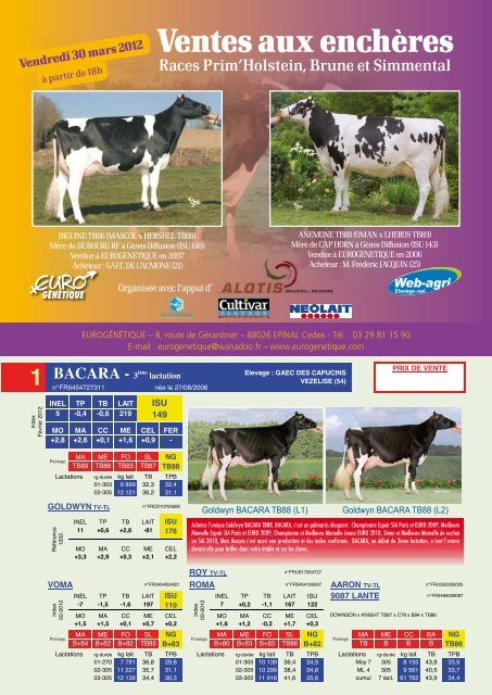 Catalogue de la vente Prim'Holstein - Web-agri